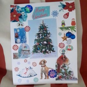 Christmas Holiday Collage Cute Puppy Dog Prints Eclectic Boho